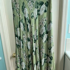Sarah Arizona rayon skirt; 36" long; reversible floral print; blue and green